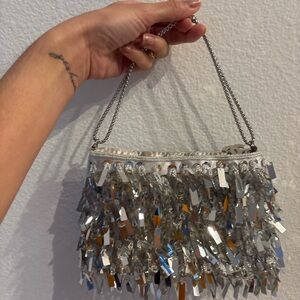 Silver Sequin Evening Bag